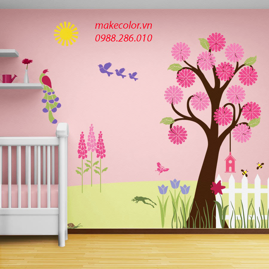 Vẽ tranh tường phòng ngủ siêu đáng yêu dành cho bé