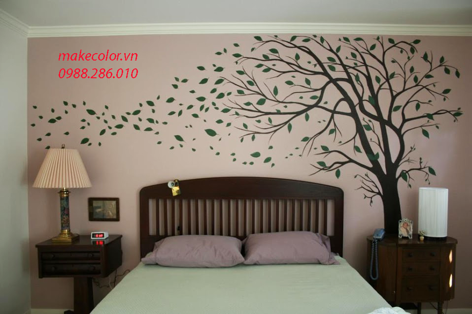 Dịch vụ vẽ tranh tường phòng ngủ phong cảnh 