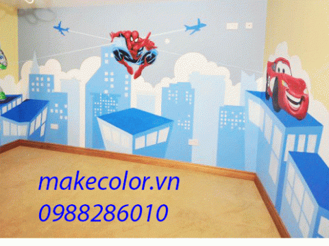 Dịch vụ vẽ tranh tường phòng ngủ bé trai đẹp, giá tốt nhất tại Hà Nội hiện nay