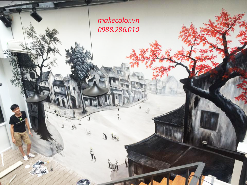 Vẽ tranh tường phố cổ Hà Nội 