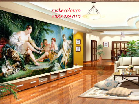 Những mẫu vẽ tranh tường phòng khách độc đáo
