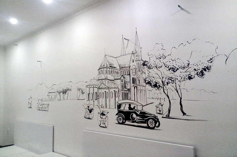 Vẽ tranh tường văn phòng công sở công ty mẫu đẹp