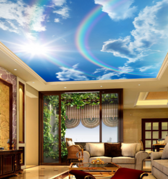 Vẽ tranh trần nhà đẹp và độc đáo.