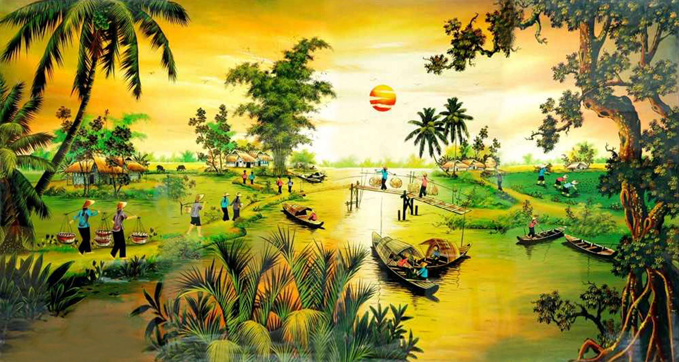 Các chủ đề vẽ tranh tường phong cảnh làng quê Việt Nam hiện nay