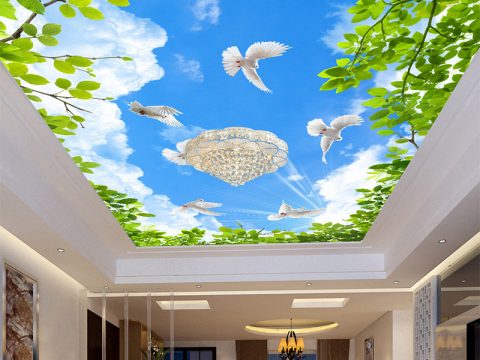 Báo giá] 20 Mẫu vẽ 3D trần mây phòng khách đẹp nhất 2022