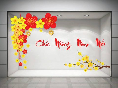 Bảng giá vẽ tranh trên cửa kính đón tết