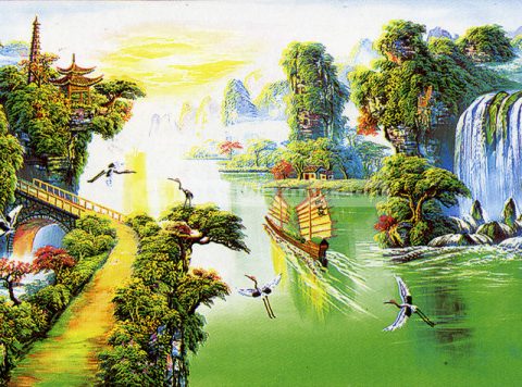 Vẽ tranh tường chủ đề sông nước đẹp, giá rẻ nhất tại Hà Nội