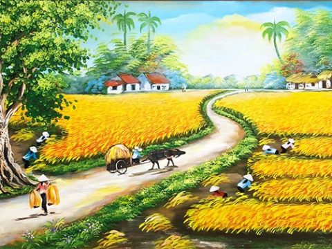 Vẽ tranh tường đồng quê đẹp, giá tốt nhất tại Hà Nội